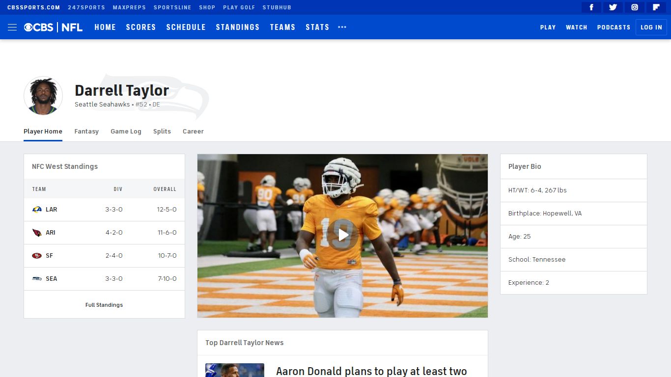 Darrell Taylor, Seattle Seahawks, DE - News, Stats, Bio